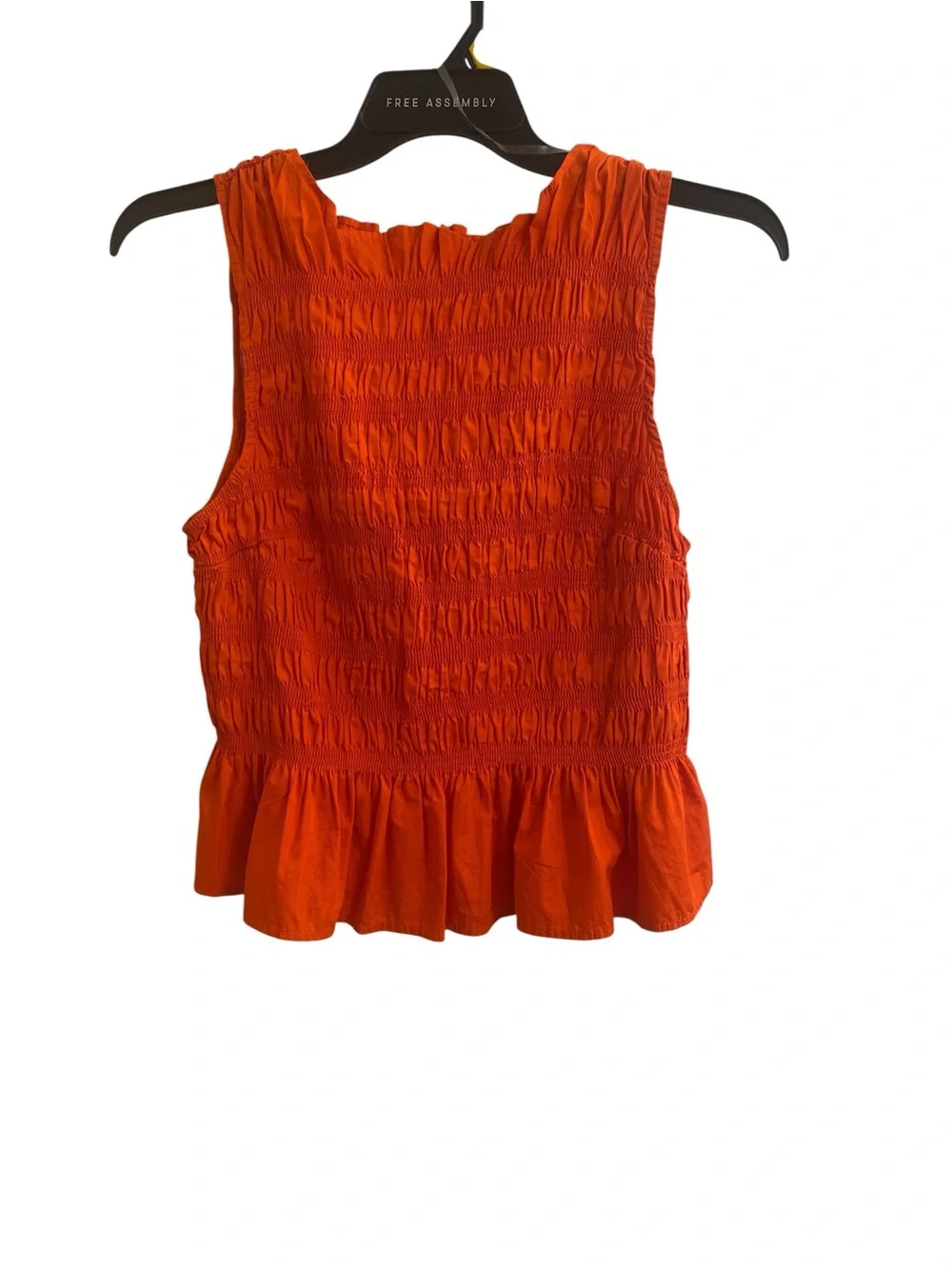 Sleeveless Smocked Peplum Top Bright Orange Coastal Summer Ruffle Top Size Large - Picture 6 of 14